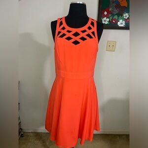 Guess Hot Coral Sleeveless Summer Cage Dress